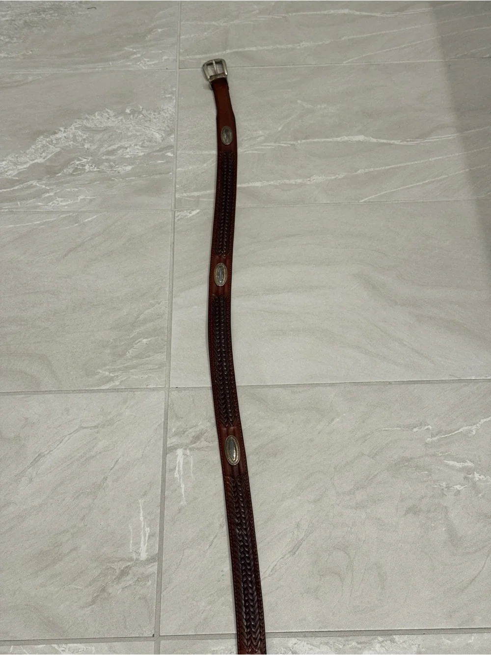 Vintage Western Full Grain Cowhide Leather Fossil Belt Cowgirl